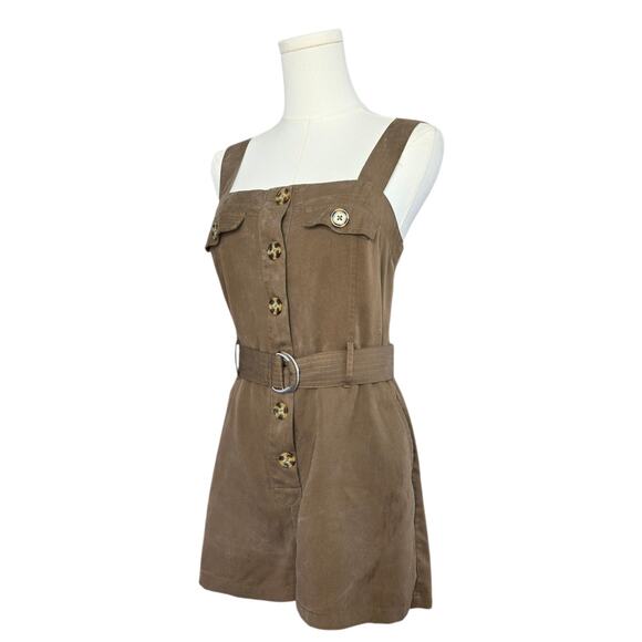 FOREVER 21 Brown Button up Romper with Belt - Picture 2 of 5